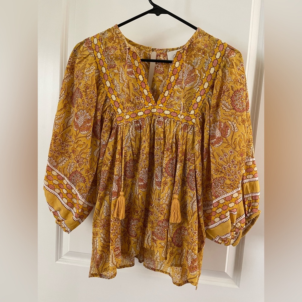 CLEOBELLA YELLOW FLORAL TASSEL TOP